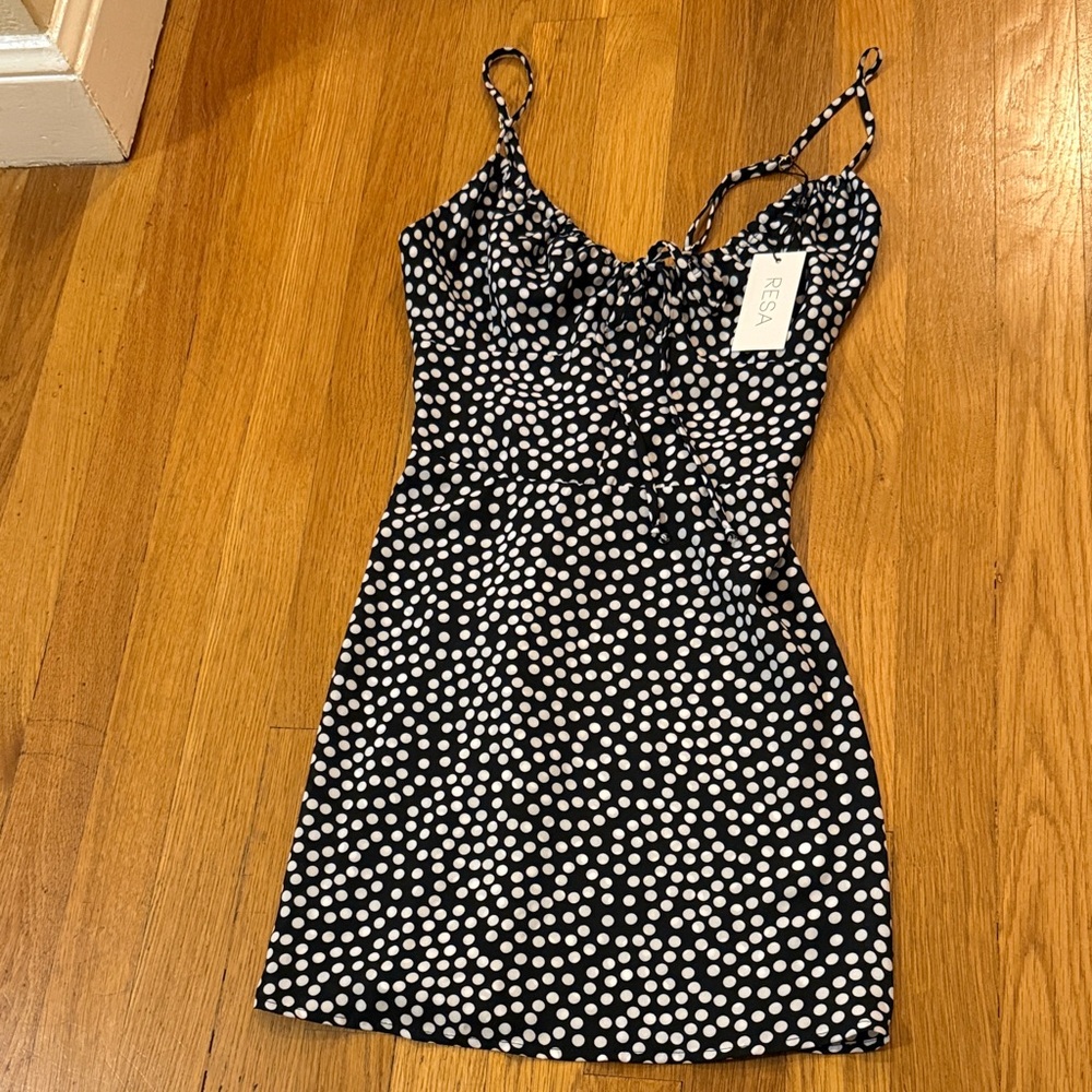 RESA Black and White Polka Dot Mini Dress